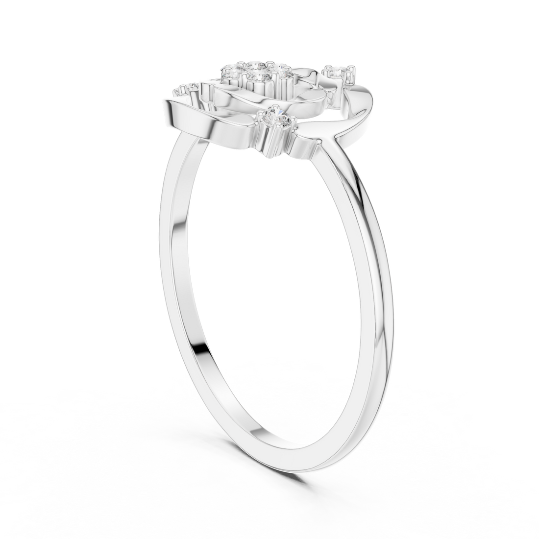 DR-6199 - Fashion Round Ring - White Gold
