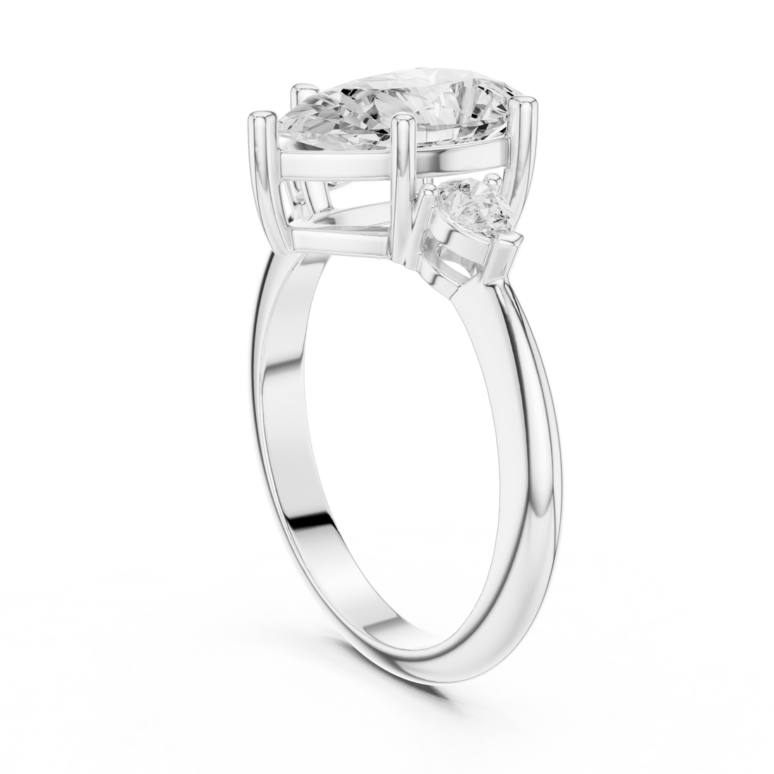 Three Stone Ring - Pear | 66 PE - White Gold