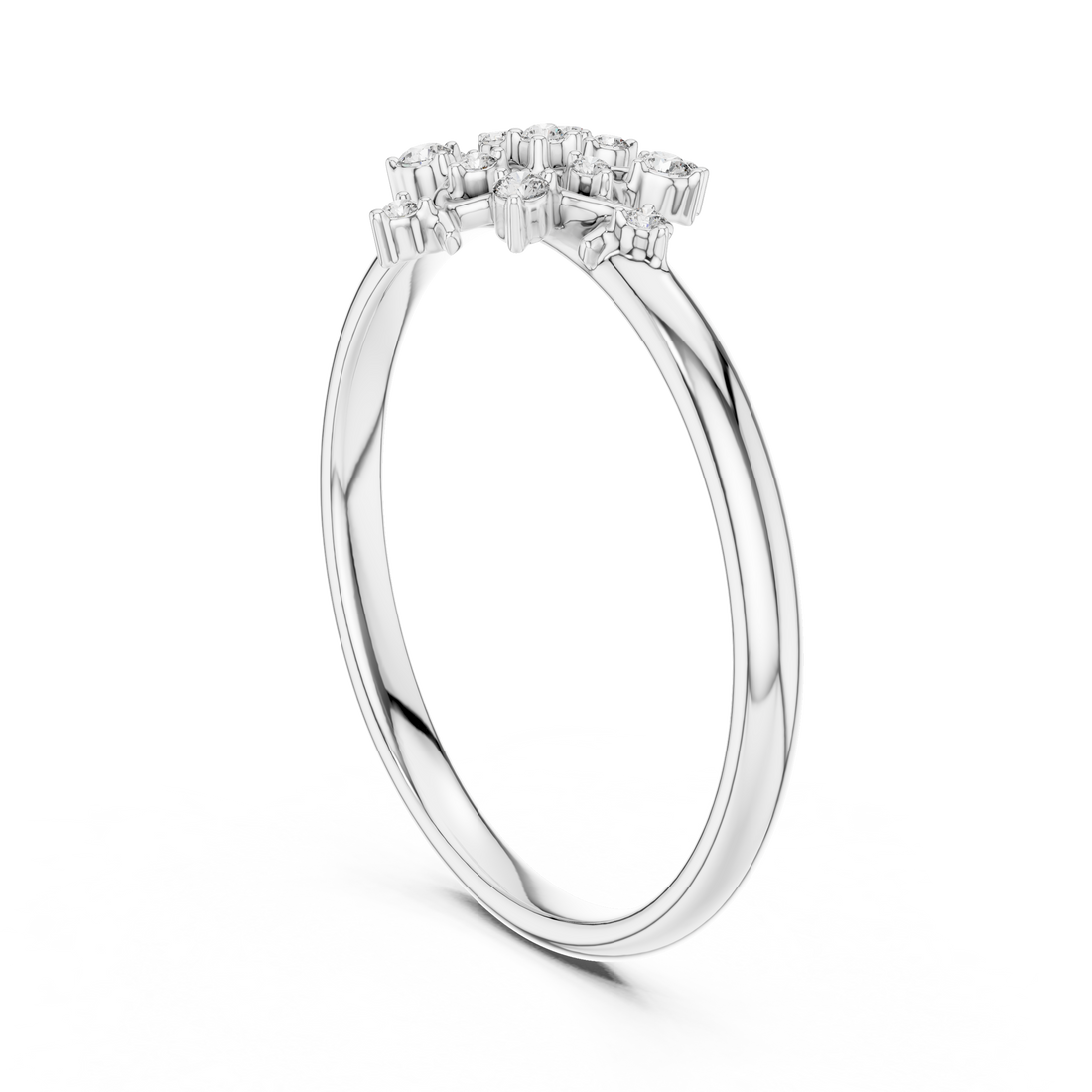 1 (391) - Fashion Round Ring - White Gold