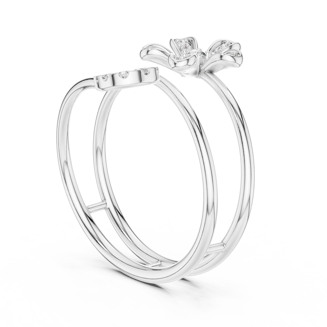 1 (231) - Fashion Round Ring - White Gold