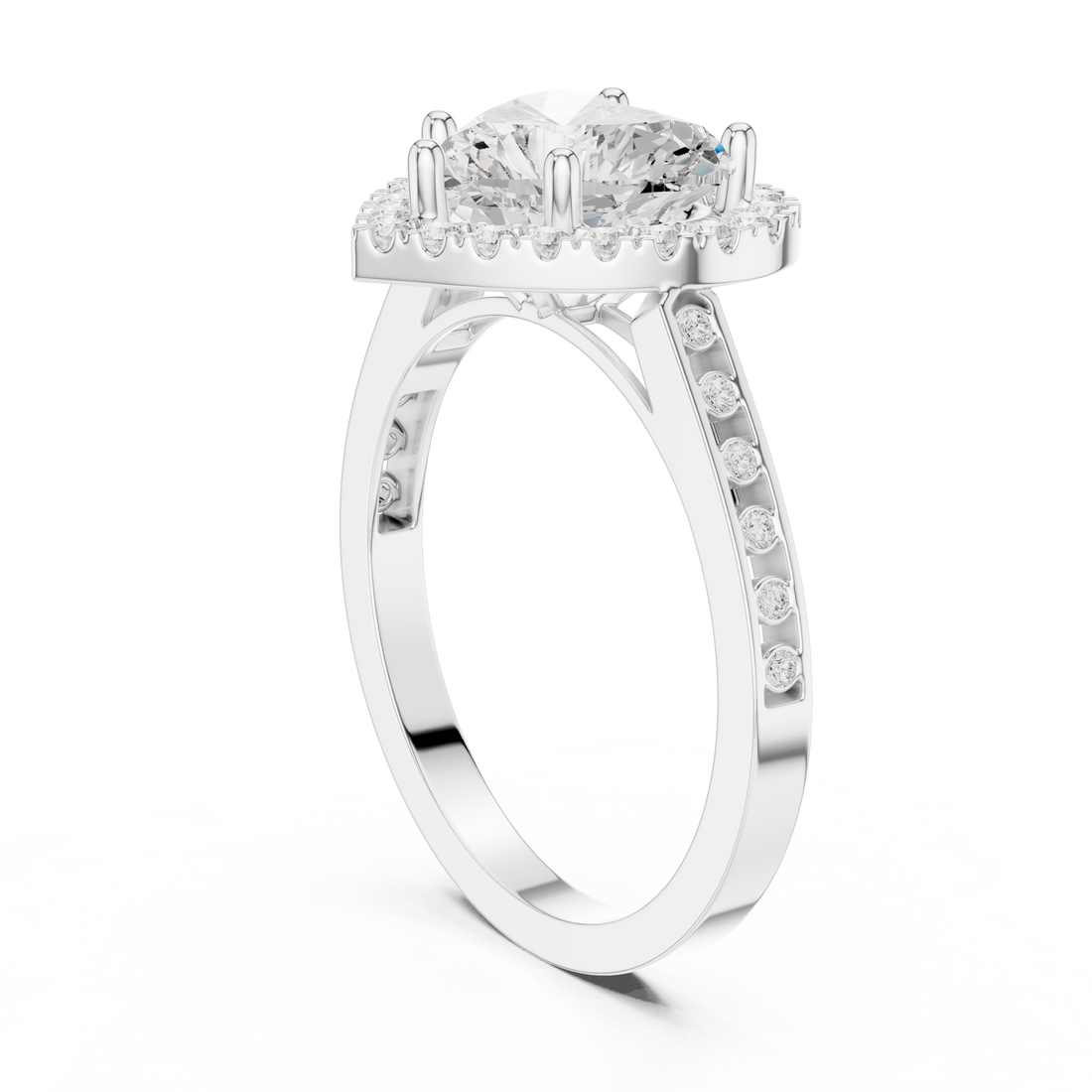 DDLR-349 HR - Halo Heart Ring - White Gold