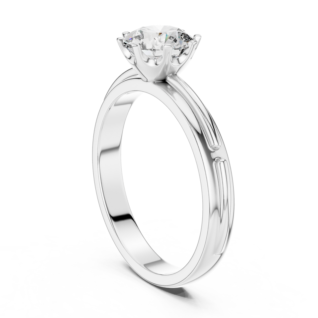 LR-0006 - Solitaire Round Ring - White Gold