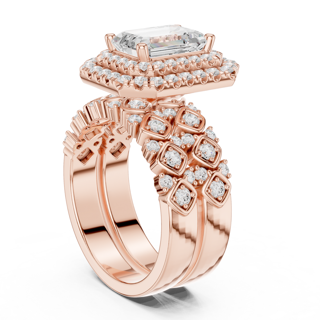 DDLR-292 - Halo Emerald Ring - White Gold
