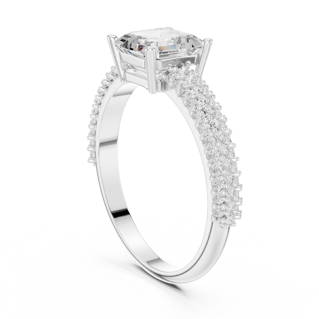DDLR-1107 - Solitaire Asscher Ring - White Gold