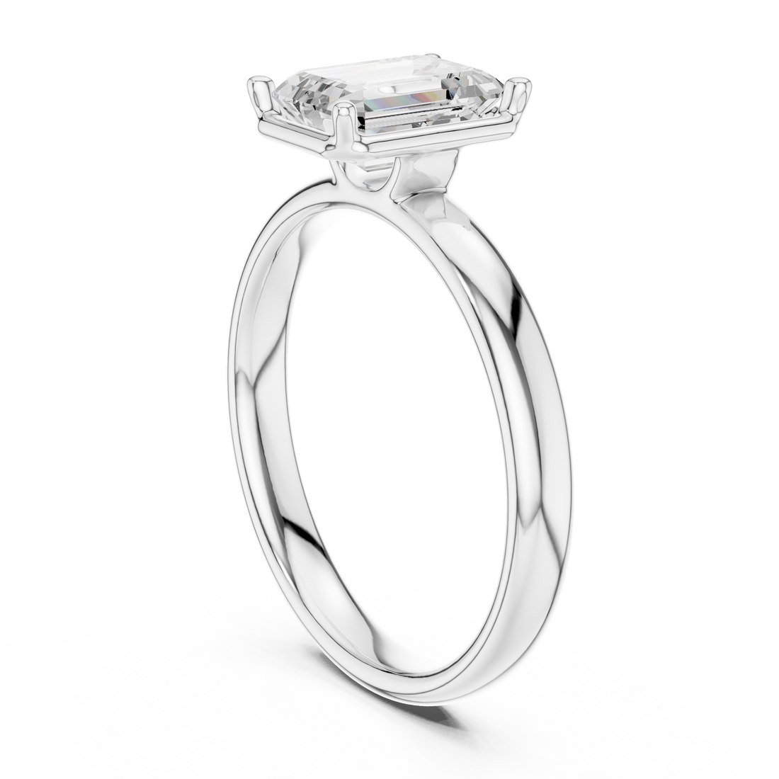 10 EM - Solitaire Emerald Ring - White Gold