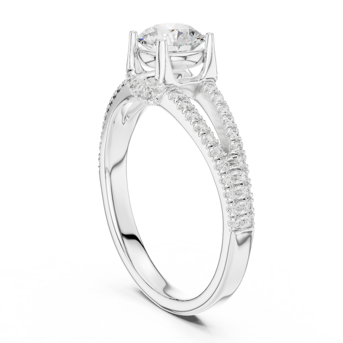 LR-0347 - Solitaire Round Ring - White Gold