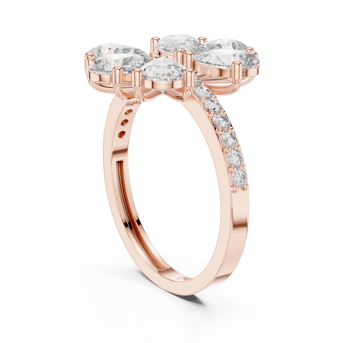 ALR-71 - Fashion Pear Ring - White Gold