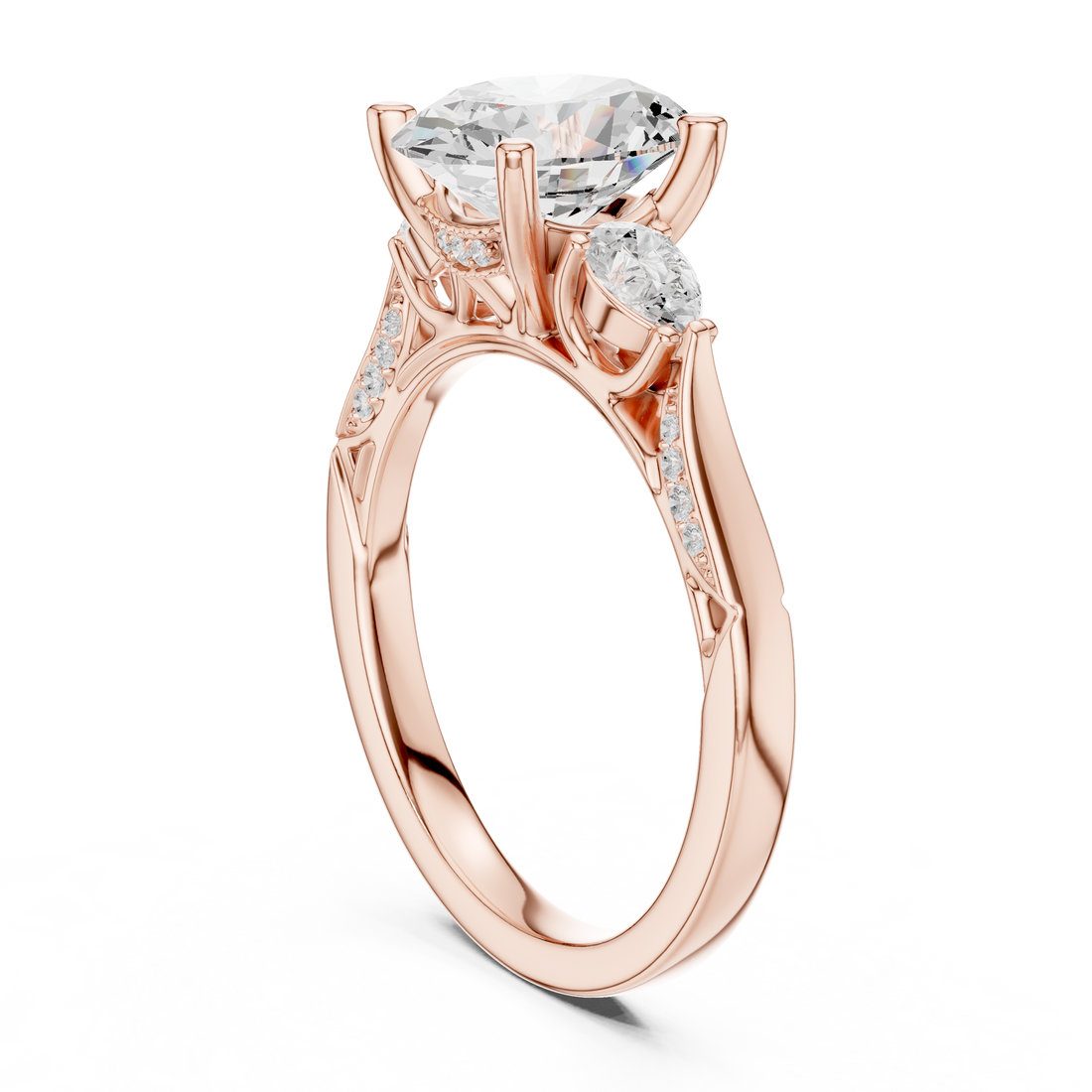 DDLR-284-OV - Three Stone Oval Ring - White Gold
