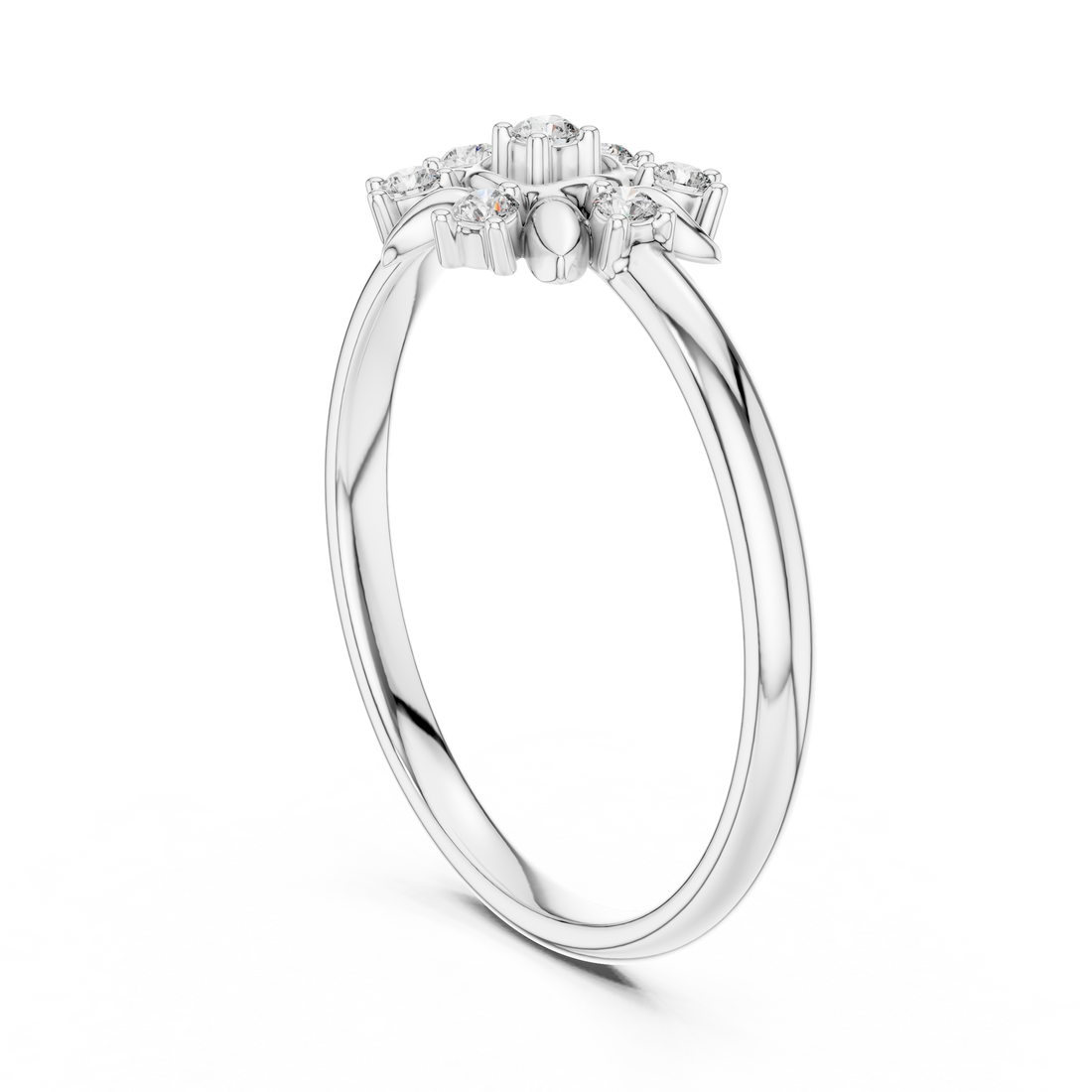 1 (418) - Fashion Round Ring - White Gold