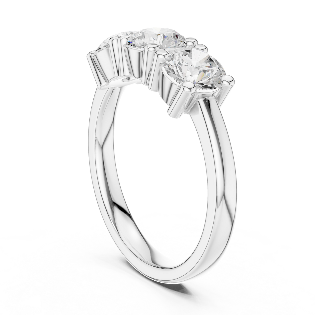 DDLR-612 - Three Stone Round Ring - White Gold