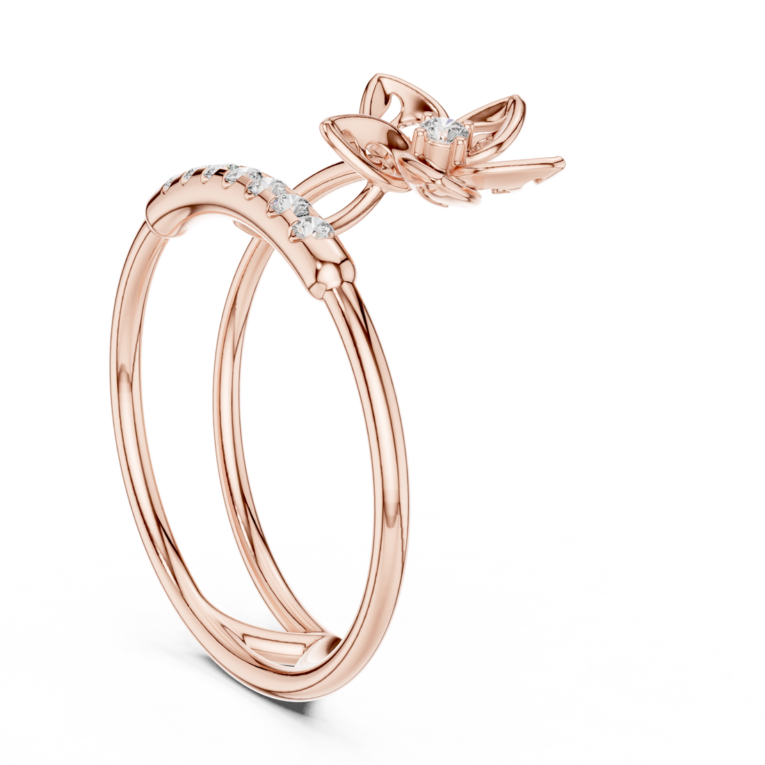 1 (212) - Fashion Round Ring - White Gold