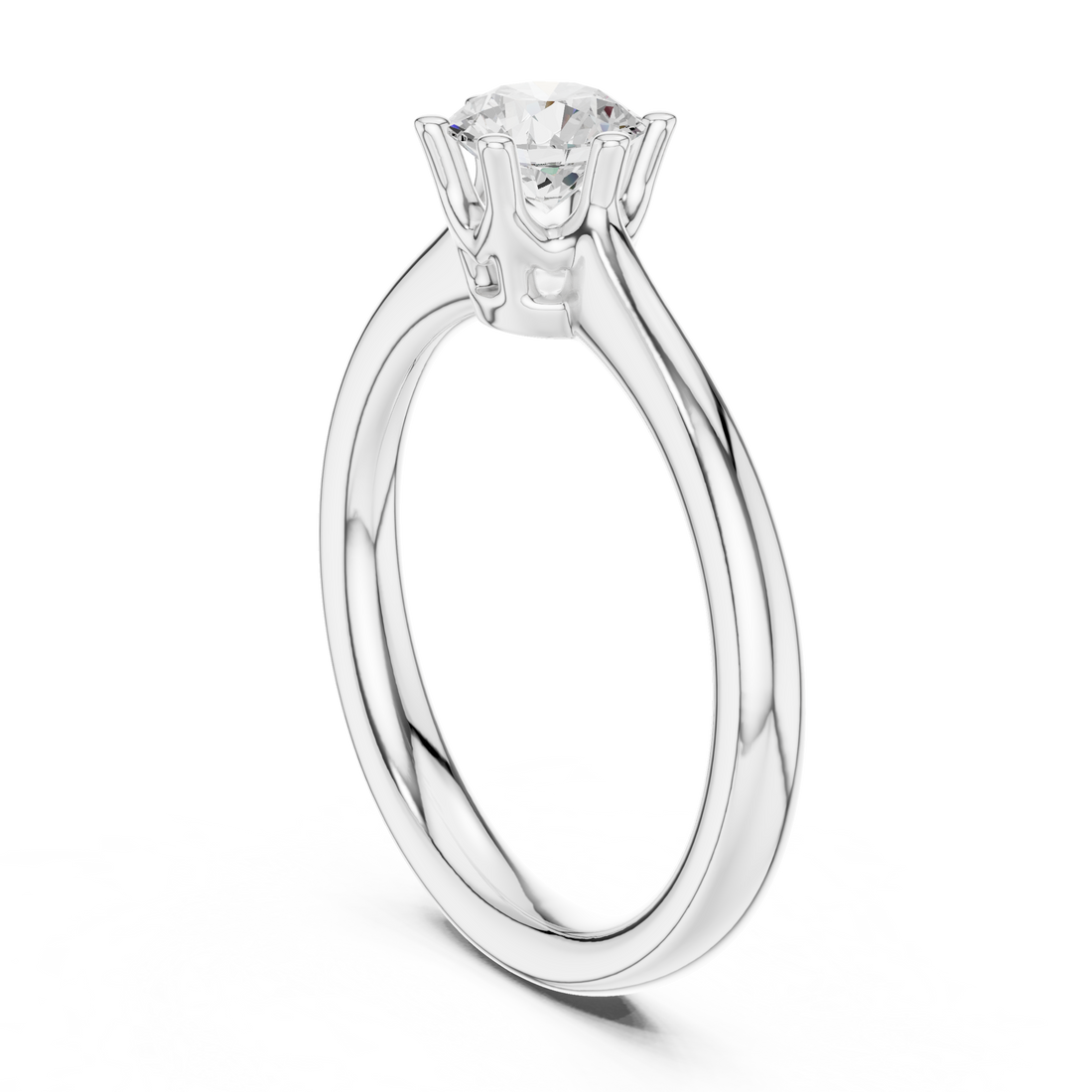 DDLR-560 - Solitaire Round Ring - White Gold