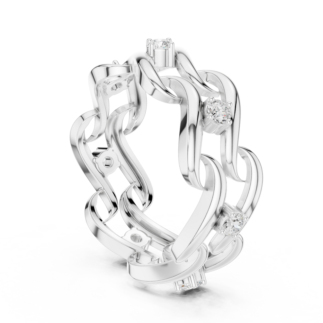 R7 - Fashion Round Ring - White Gold