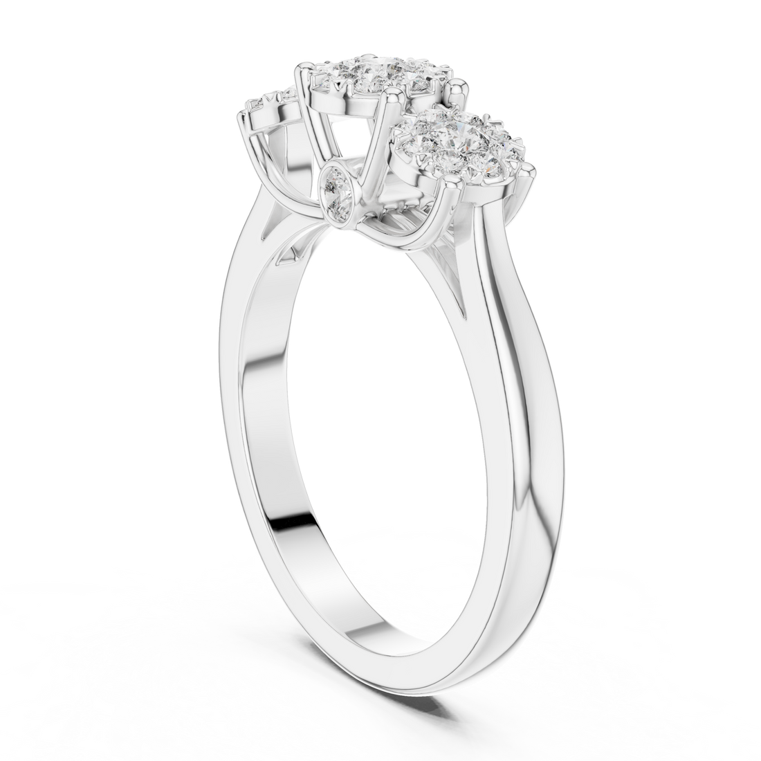19#120036L - Fashion Round Ring - White Gold