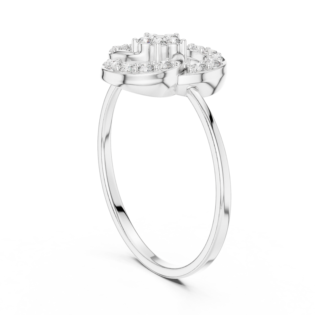 1 (179) - Fashion Round Ring - White Gold