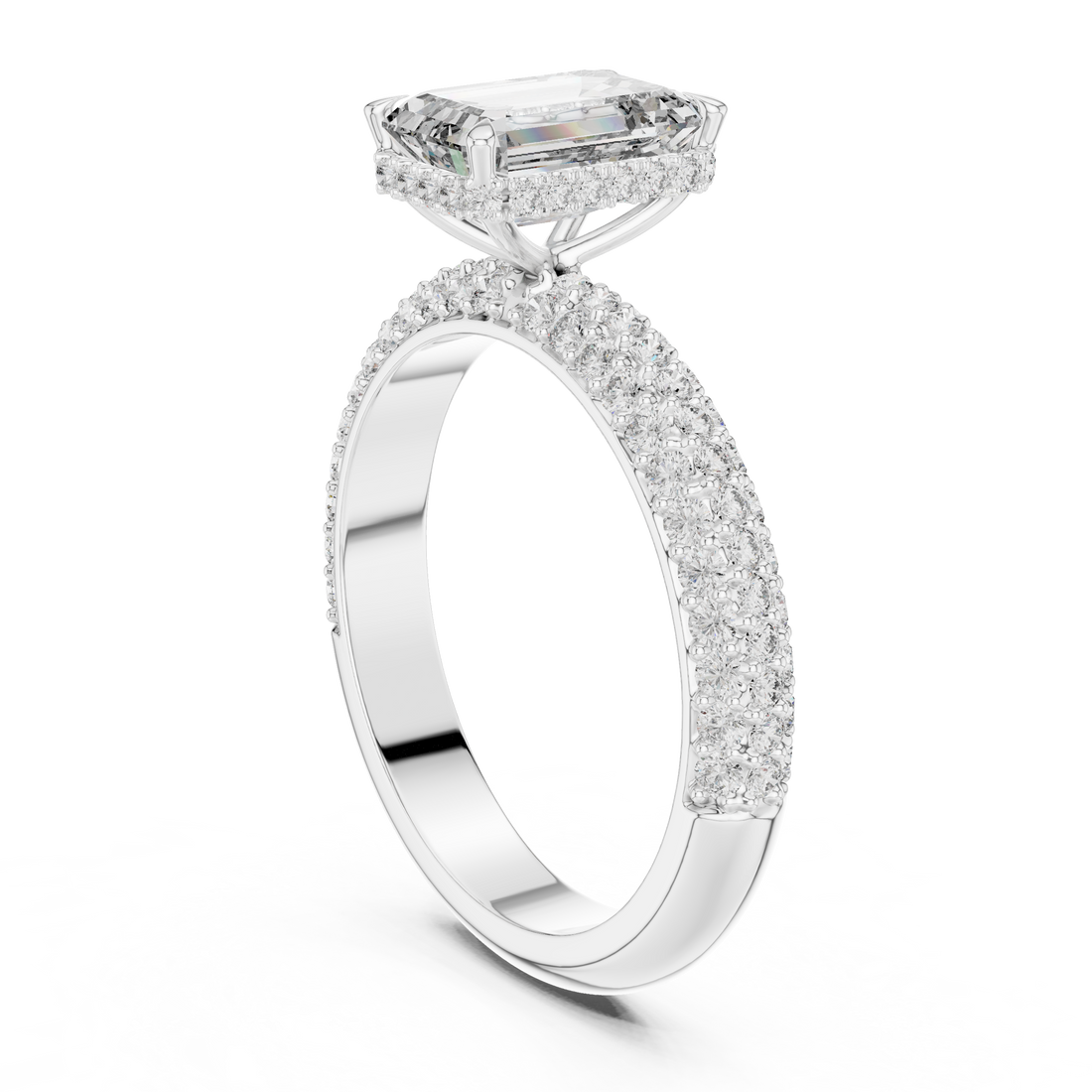 9#10035L_SS8 - Solitaire Emerald Ring - White Gold