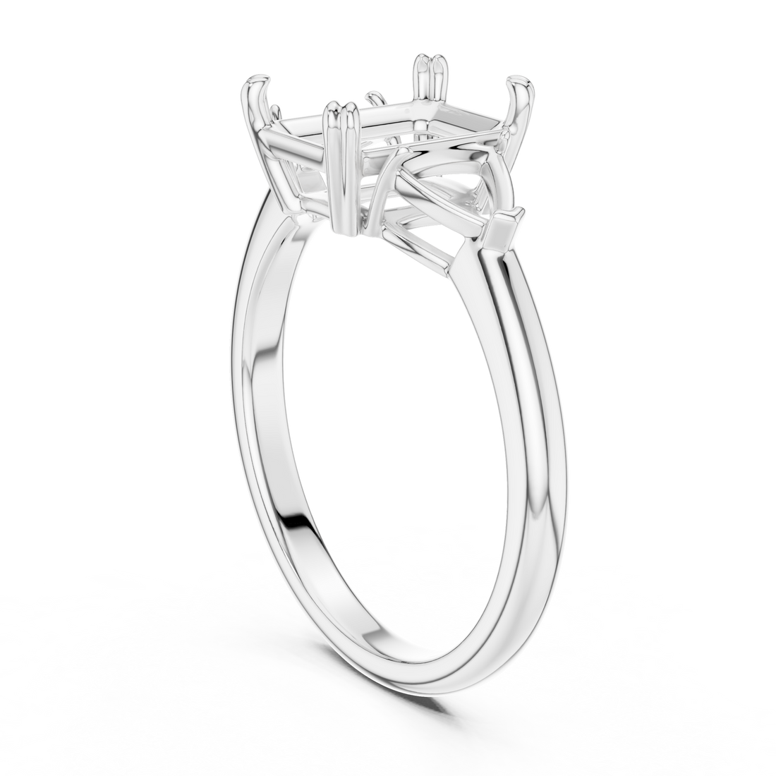 DDLR-034-EM - Three Stone Emerald Ring - White Gold