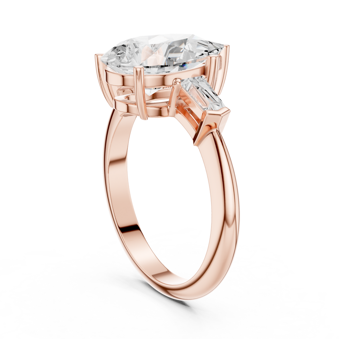 67 PE - Three Stone Pear Ring - White Gold