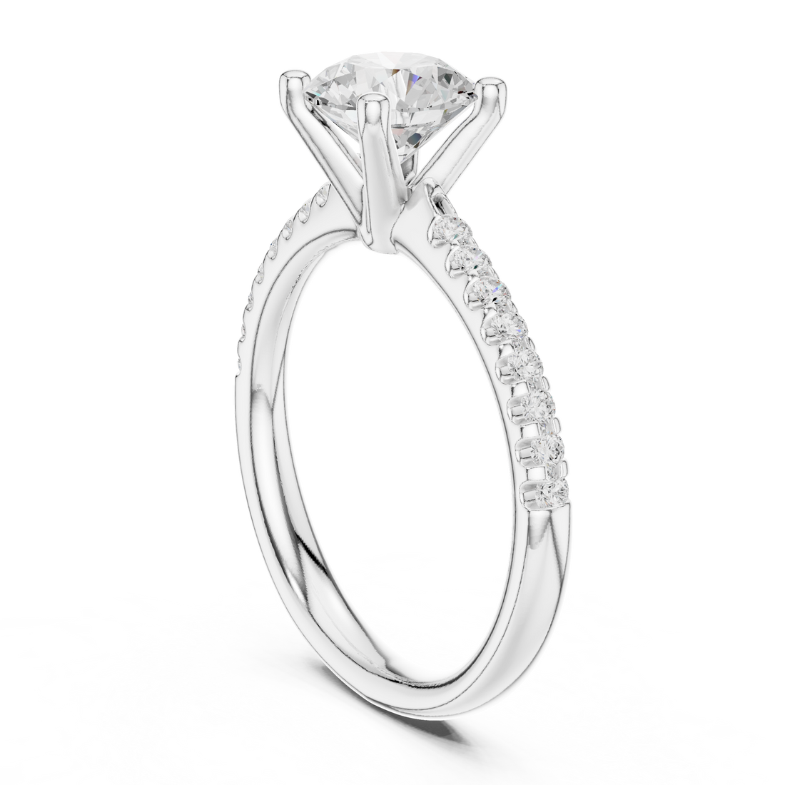 DDLR-628 - Solitaire Round Ring - White Gold