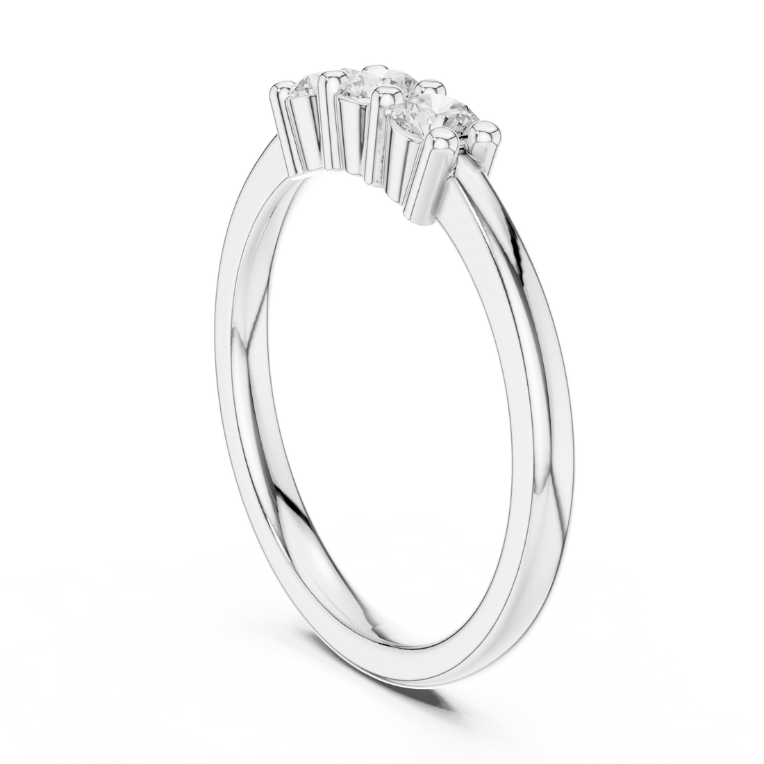 DDLR-609 - Three Stone Round Ring - White Gold