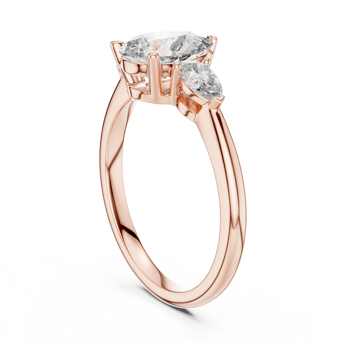 DDLR-035 - Three Stone Pear Ring - White Gold