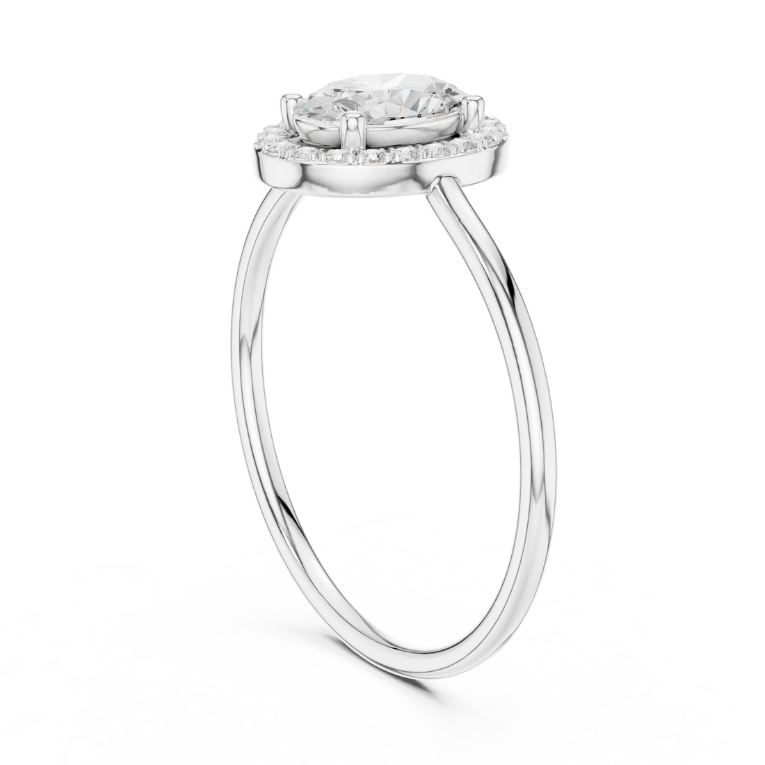 HLR-203 - Fashion Oval Ring - White Gold