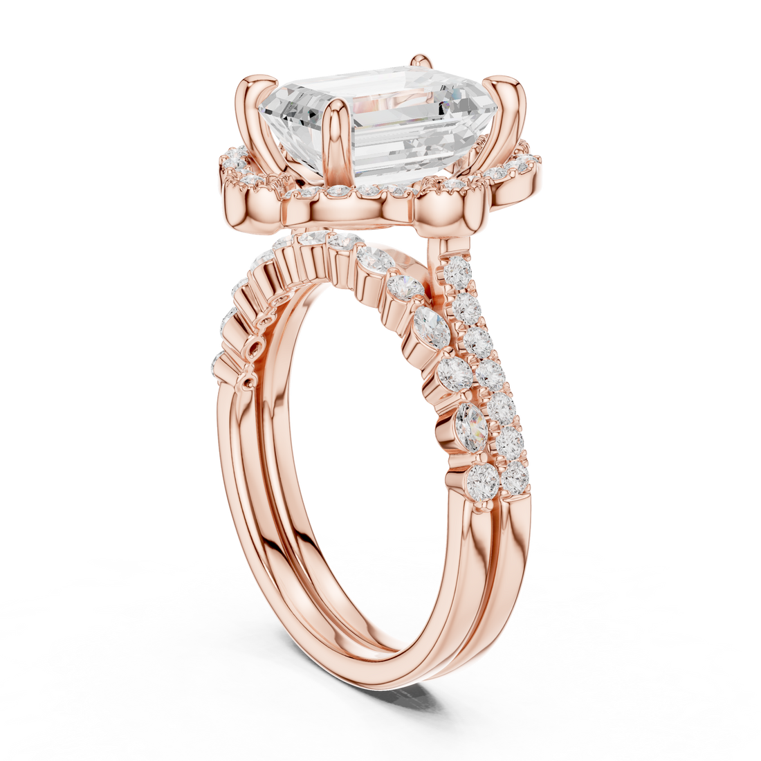DDLR-442 - Halo Emerald Ring - White Gold