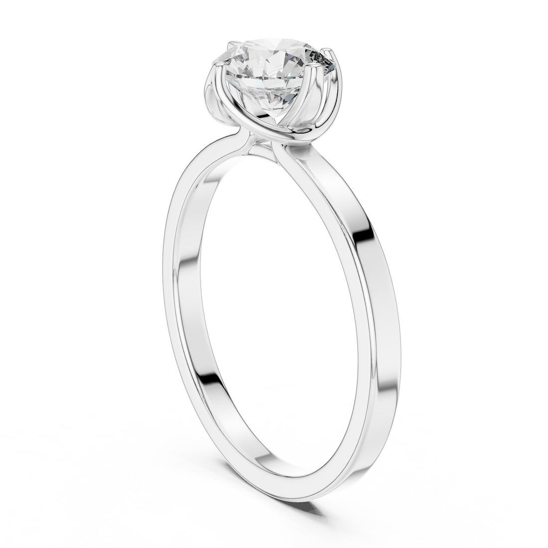LR-0018 - Solitaire Round Ring - White Gold