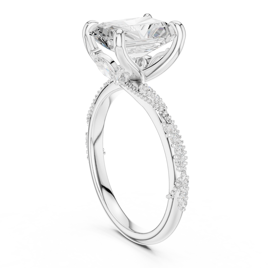 DDLR-967 - Solitaire Radiant Ring - White Gold