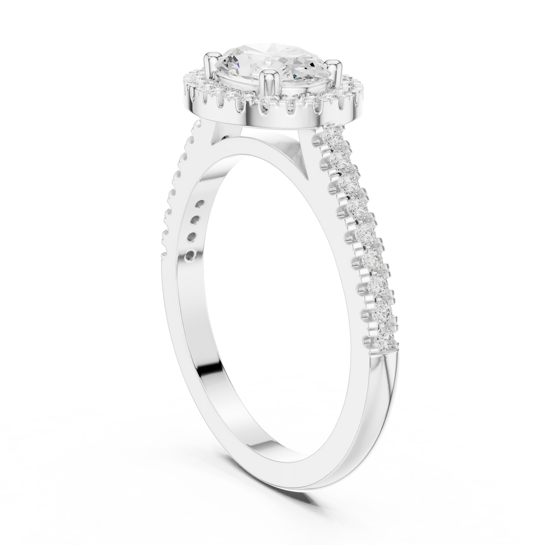 DDLR-347 - Halo Oval Ring - White Gold