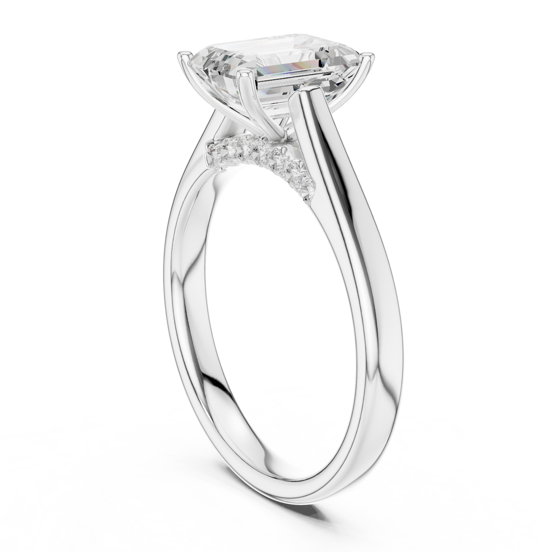 Solitaire Ring - Emerald | 18 EM - White Gold