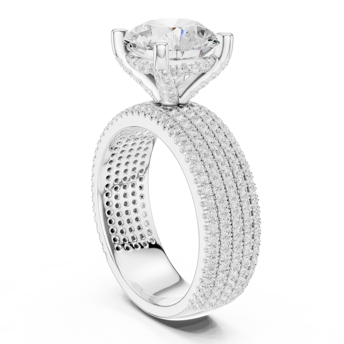 DDLR-1021 - Solitaire Round Ring - White Gold
