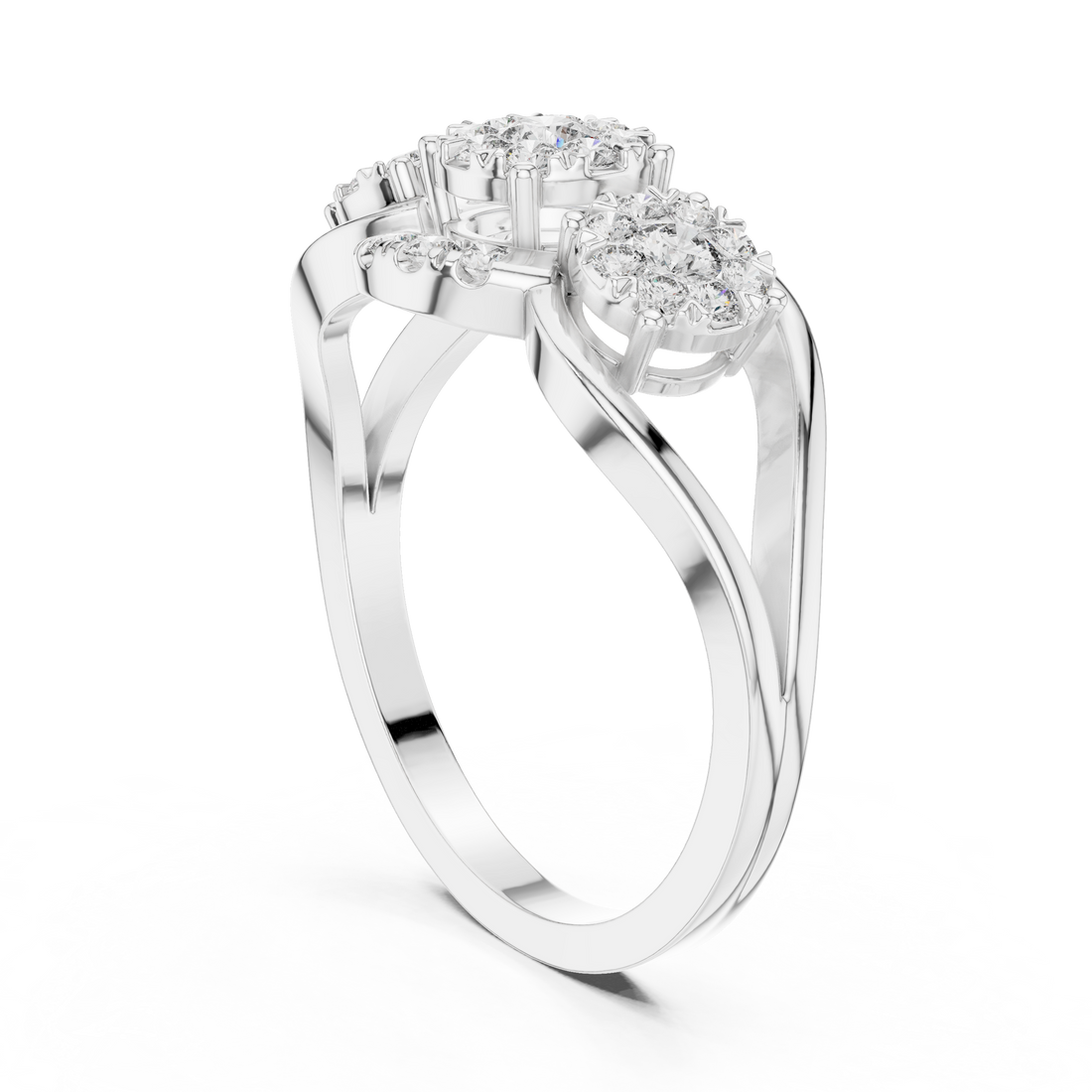 19#120015L - Fashion Round Ring - White Gold