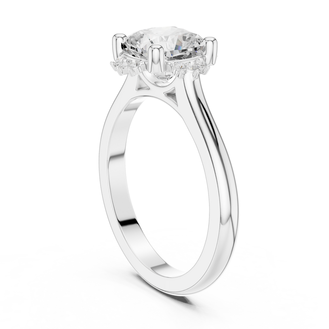 123 CUS - Solitaire Cushion Ring - White Gold
