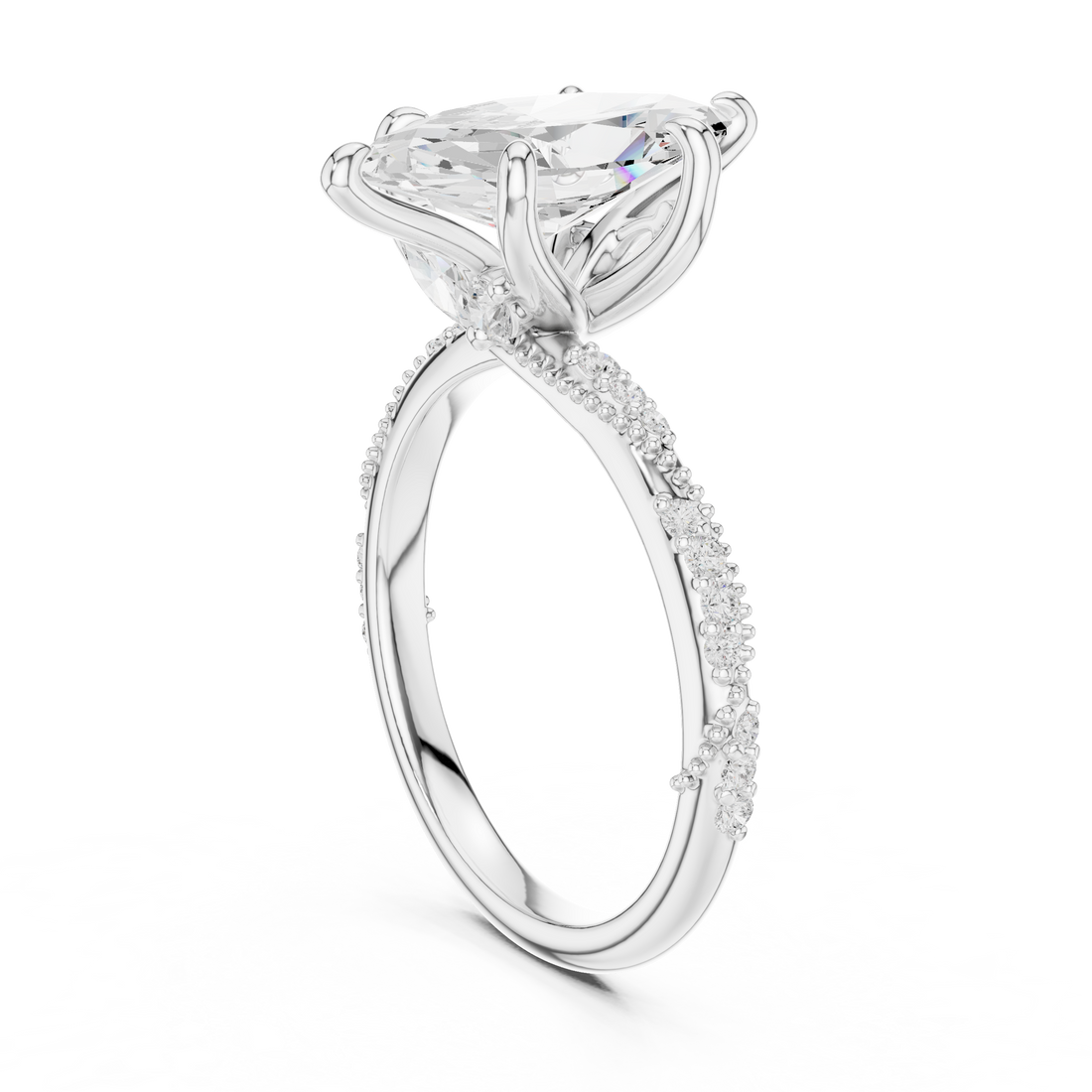 DDLR-964 - Solitaire Marquise Ring - White Gold