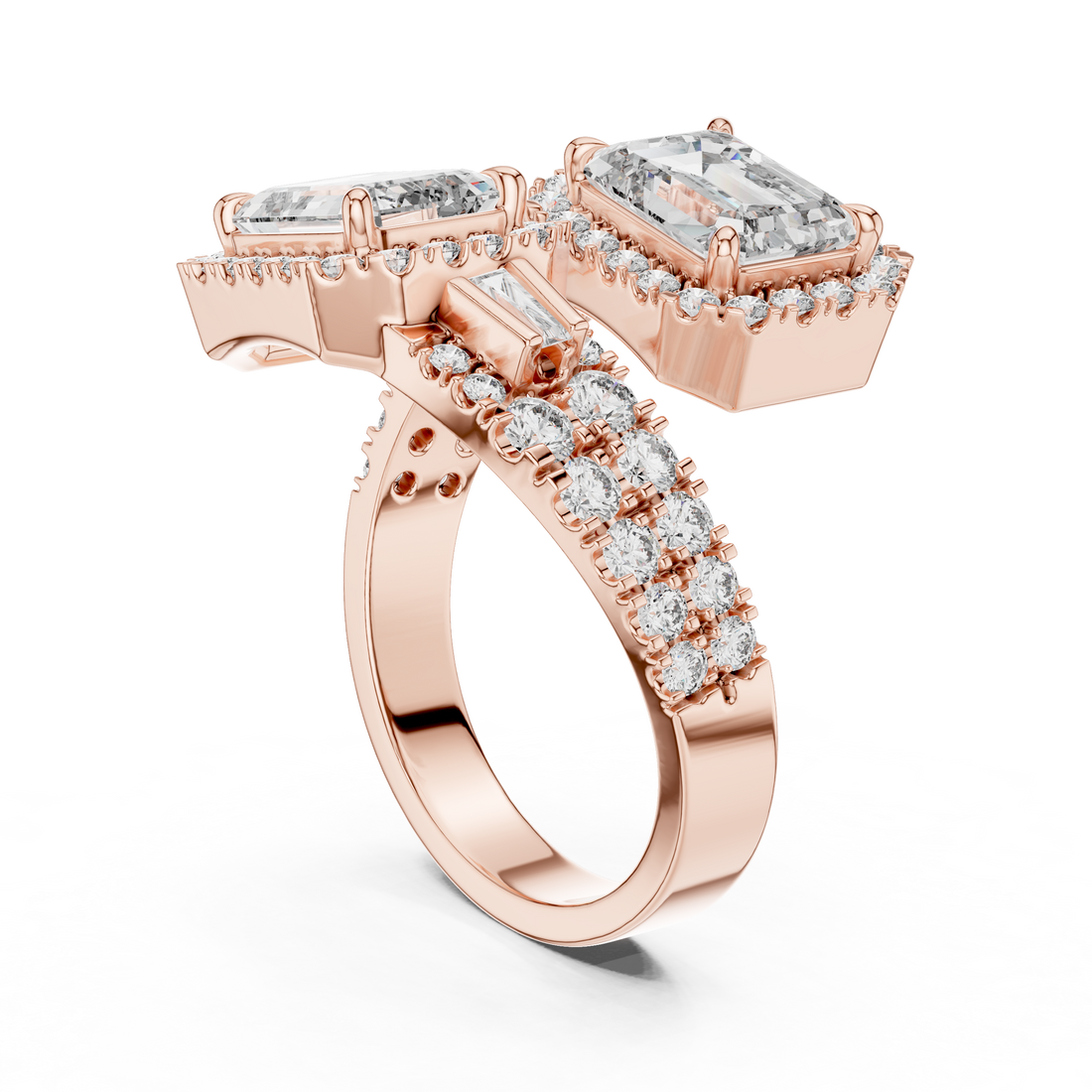 DDLR-014 - Bypass Emerald Ring - White Gold