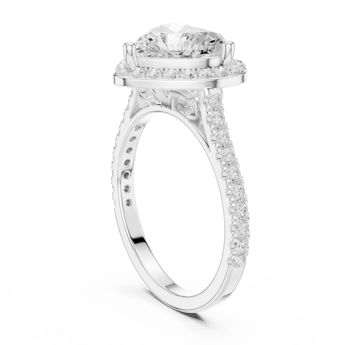 DDLR-432 - Halo Heart Ring - White Gold