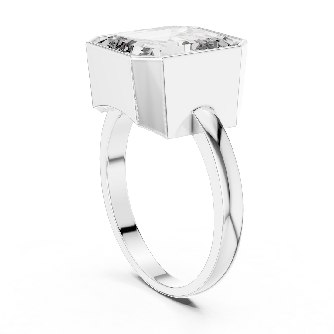 GR01 - Solitaire Asscher Ring - White Gold