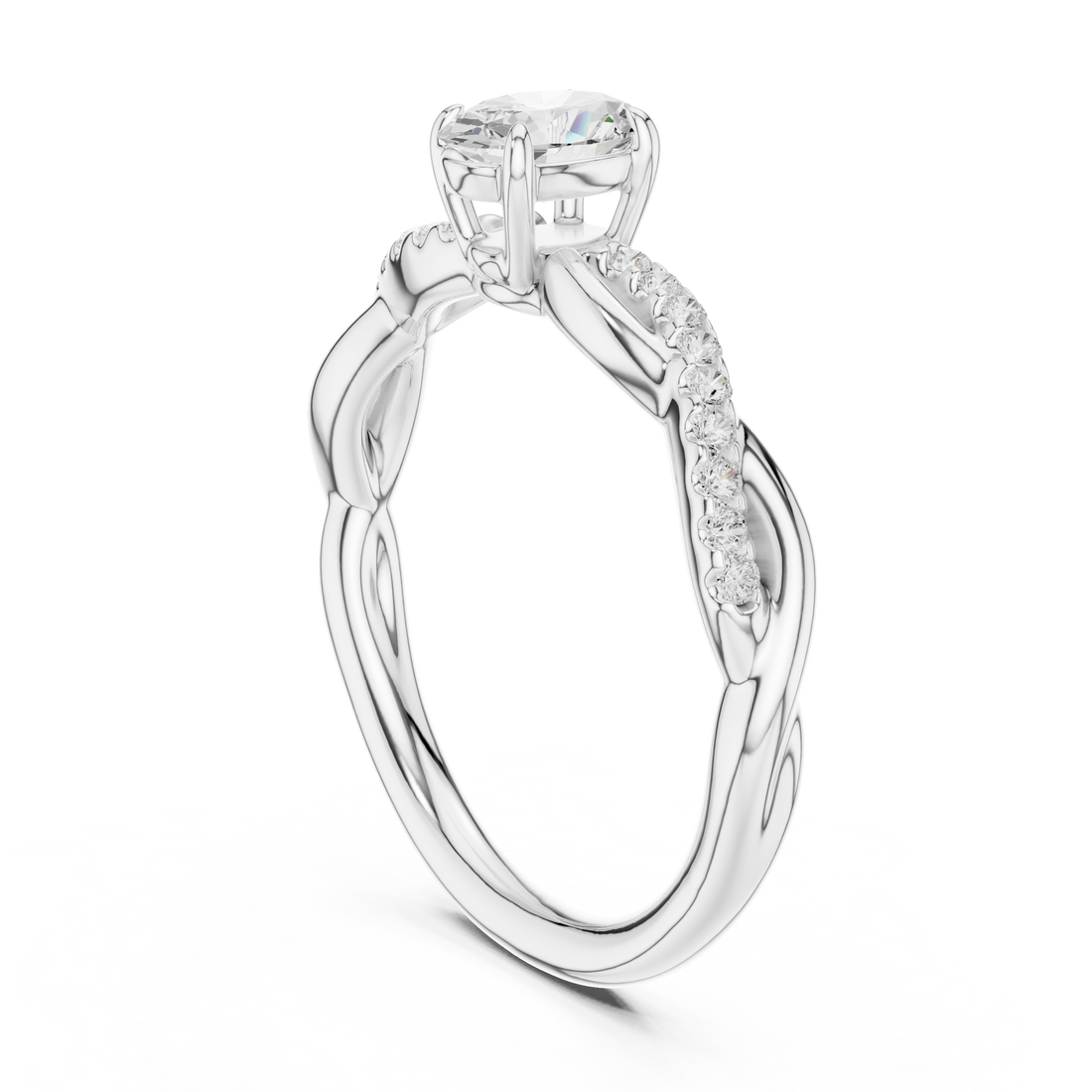 DDLR-592 - Solitaire Oval Ring - White Gold