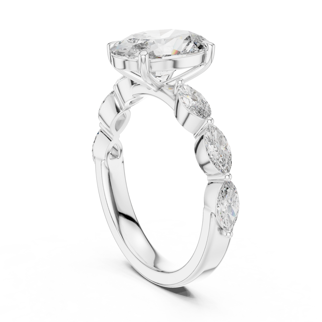 9#10031L_SS9 - Solitaire Oval Ring - White Gold