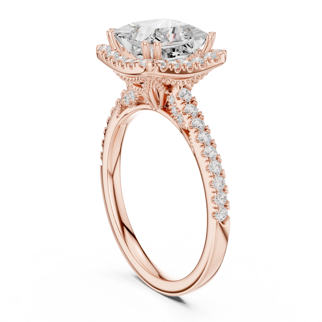 DDLR-255 - R00846-PR(001) - Halo Princess Ring - White Gold