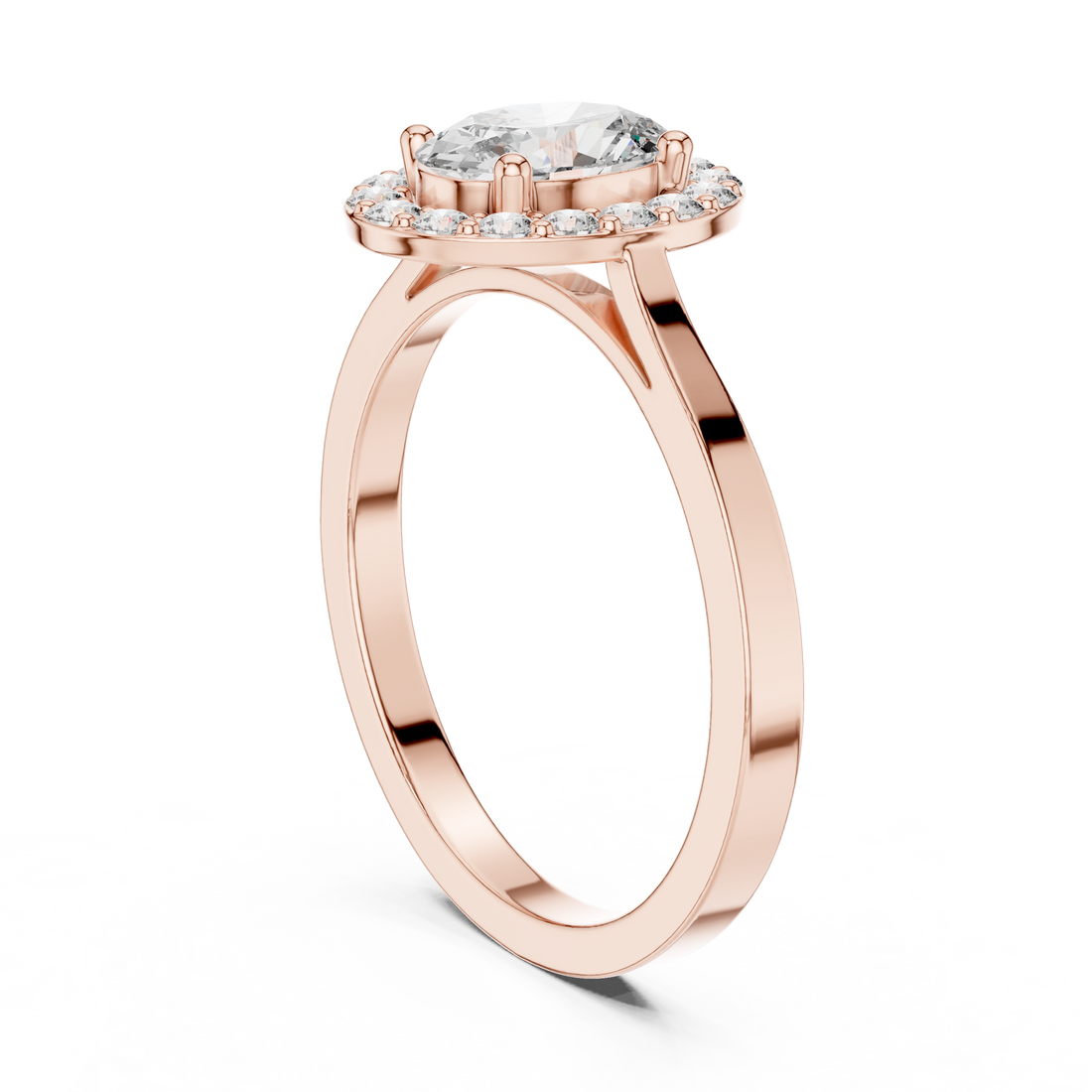 ALR-115 - Halo Oval Ring - White Gold