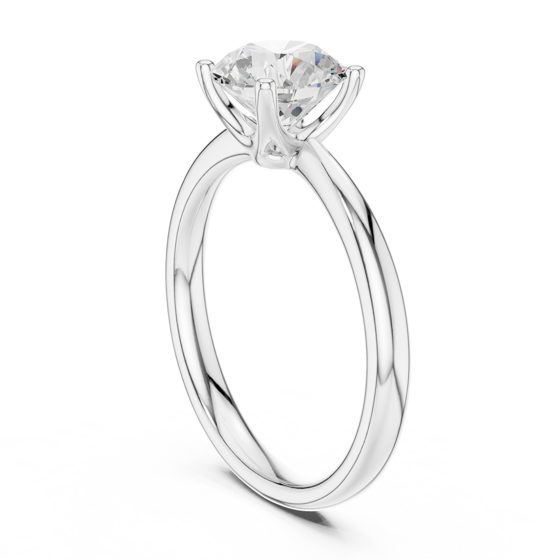 DDLR-645 - Solitaire Round Ring - White Gold