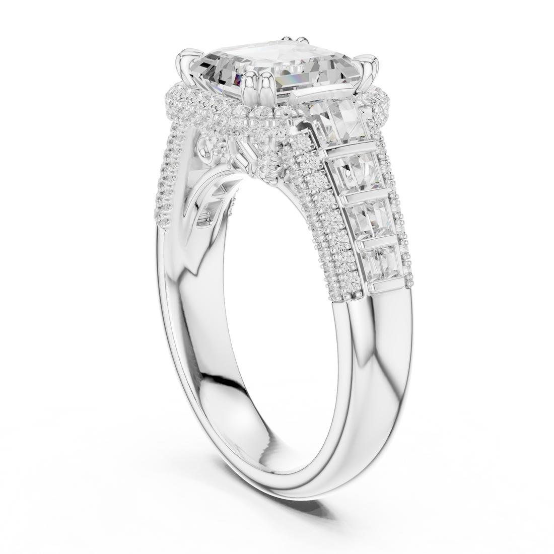 DDLR-262 - Halo Asscher Ring - White Gold