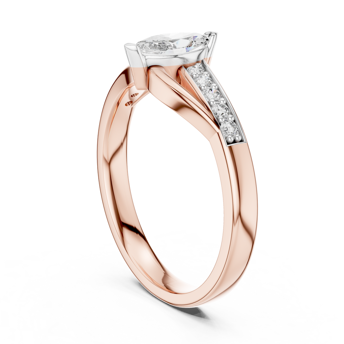 12#10003@L - Solitaire Marquise Ring - White Gold