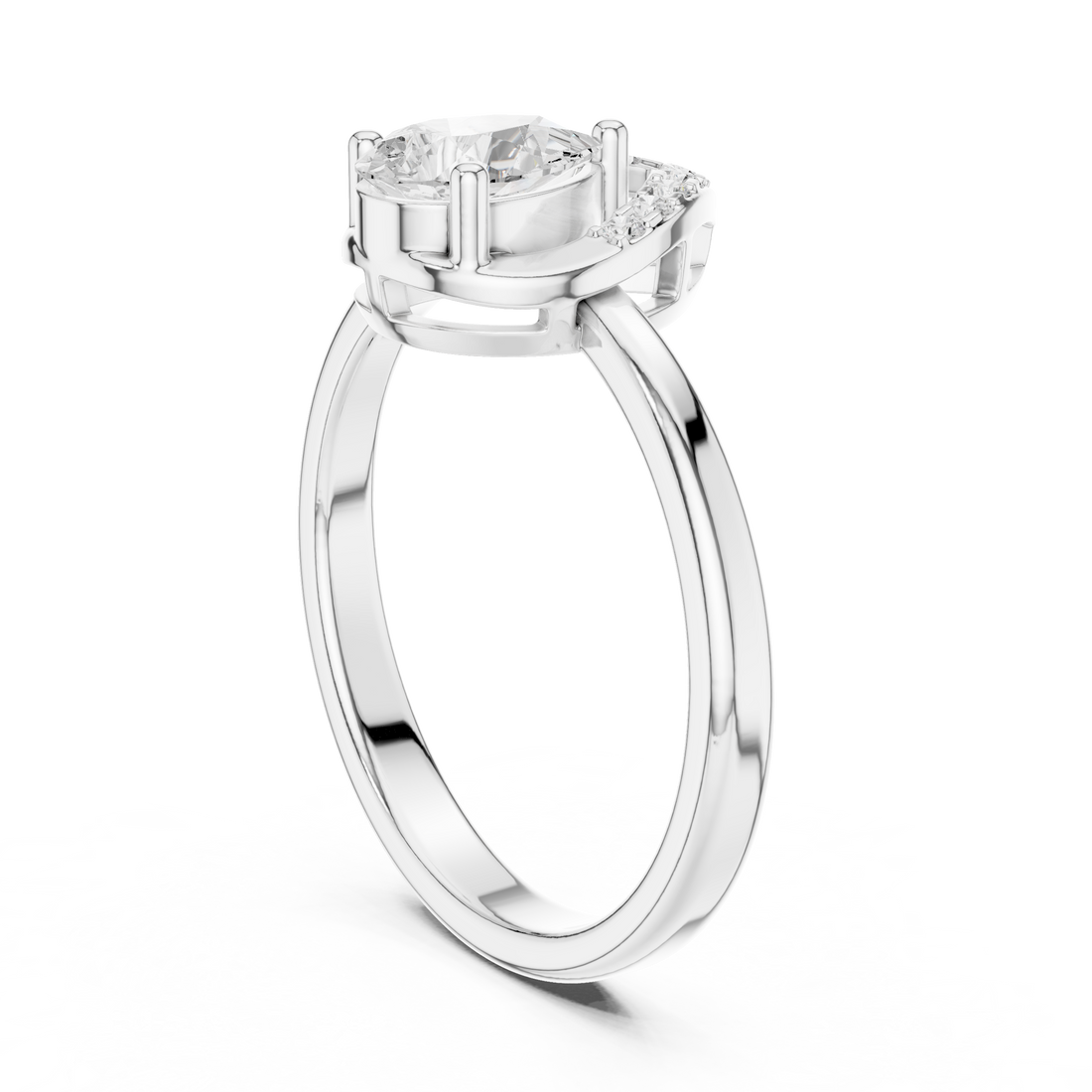 DDLR-511 - Fashion Pear Ring - White Gold