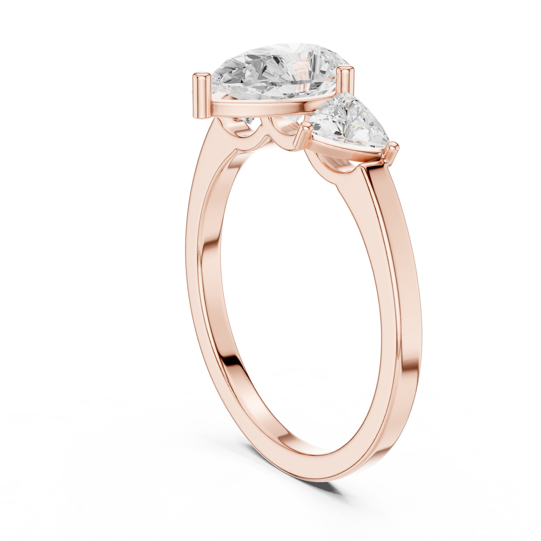 DDLR-1093 - Three Stone Pear Ring - White Gold