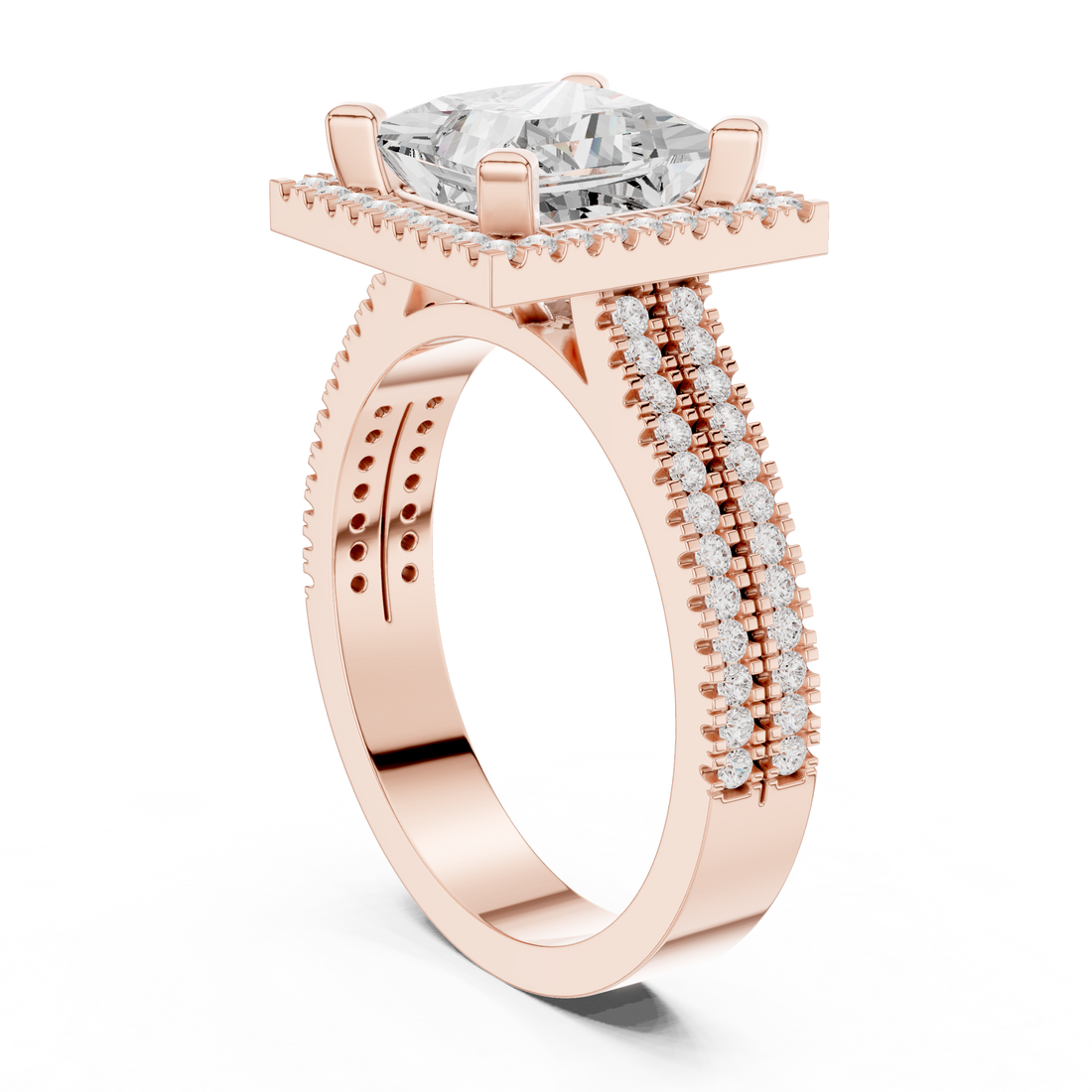 DDLR-341 PRI - Halo Princess Ring - White Gold