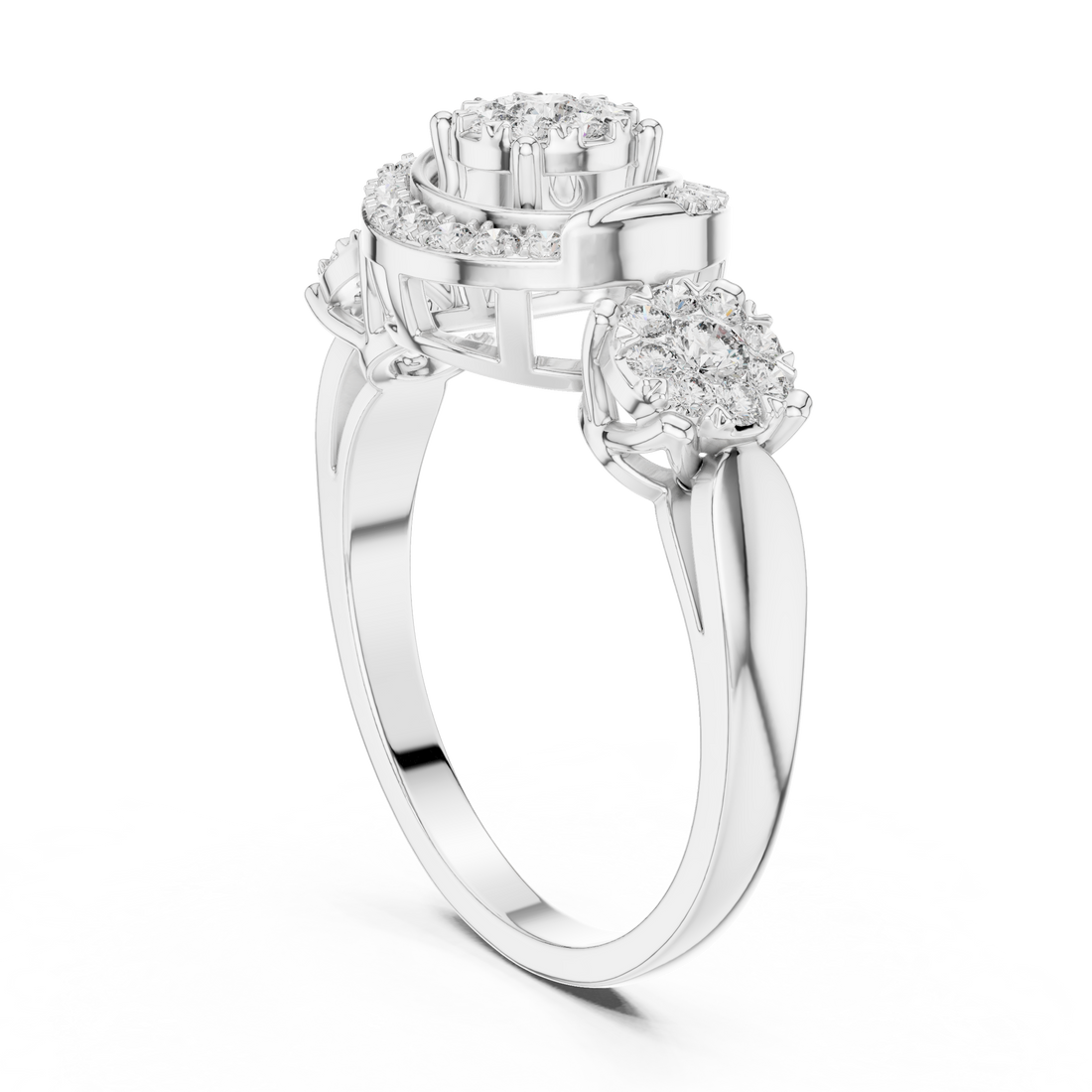 19#120022L - Fashion Round Ring - White Gold