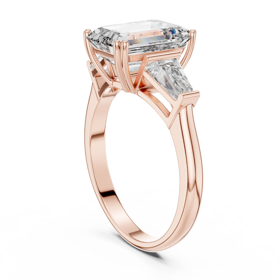 LR-0047 - Three Stone Emerald Ring - White Gold